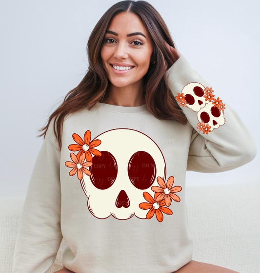 CUTESY FLORAL SKULL PNG