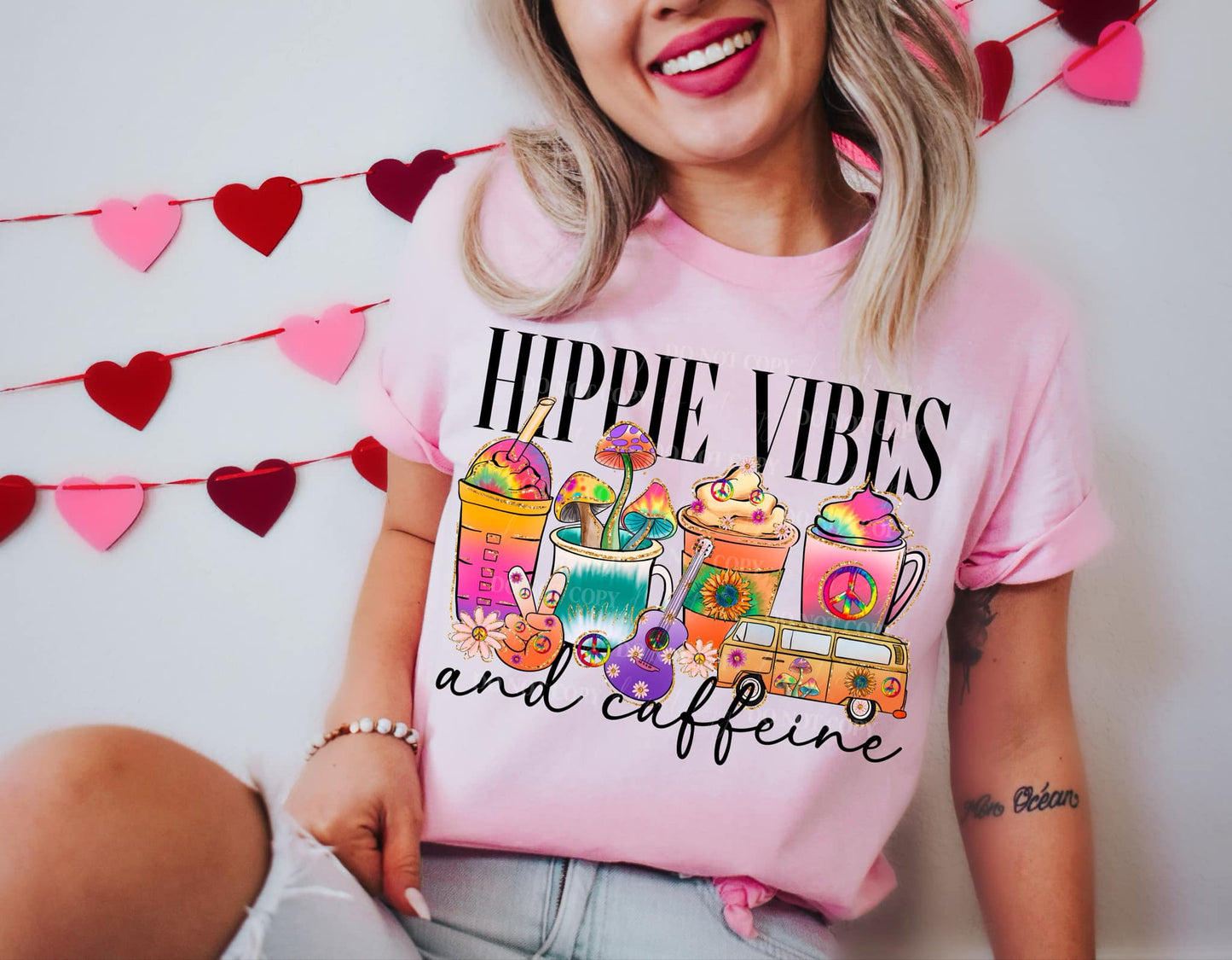 HIPPIE VIBES & CAFFEINE PNG